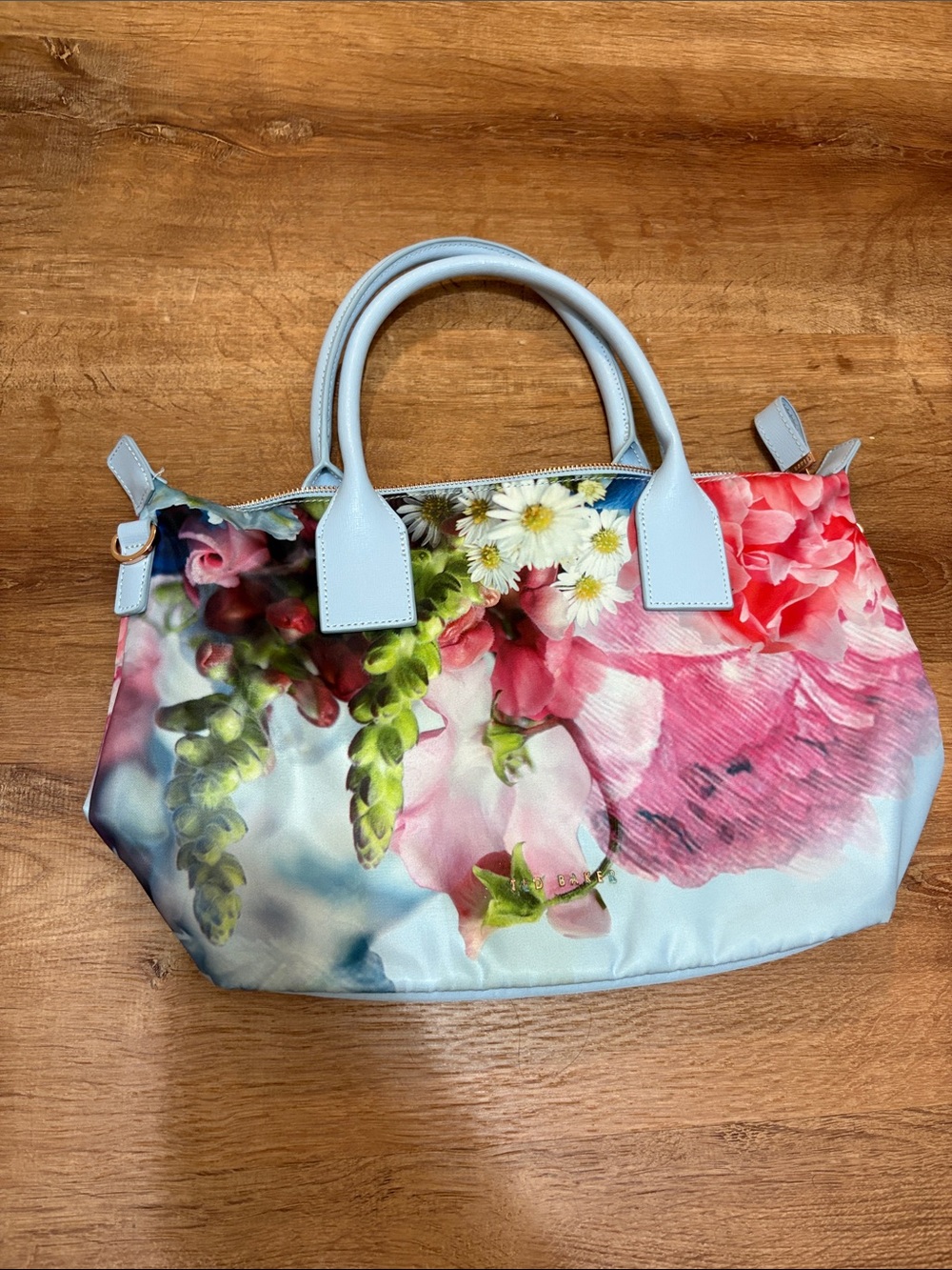Ted Baker Tote Blue Nylon Floral Print Hobo Bag